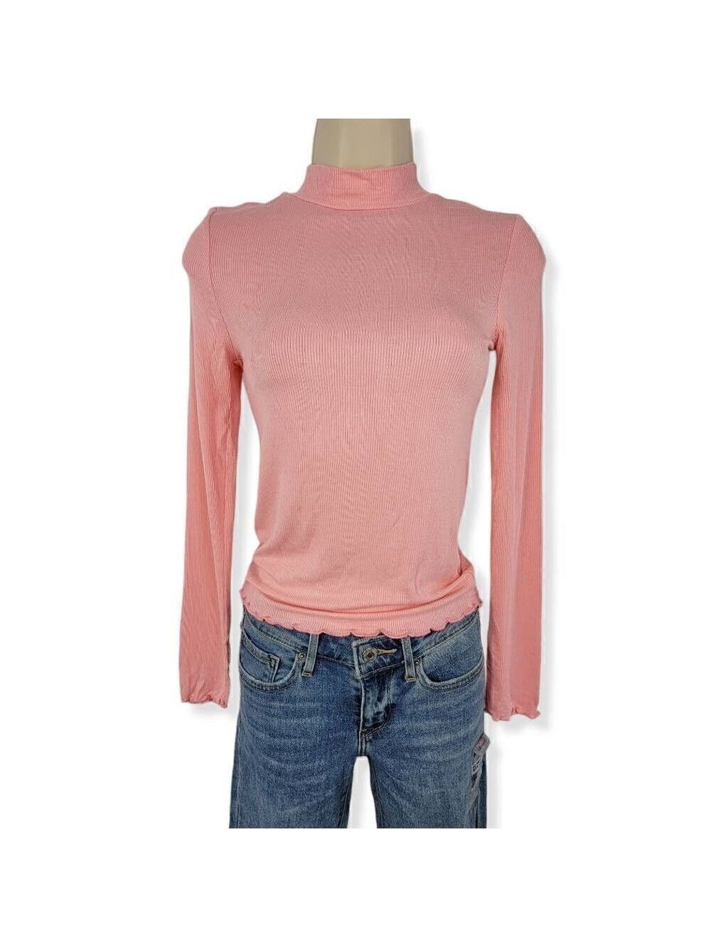 Hippie Rose Cotton Candy Mock collar ribknit XS Junior